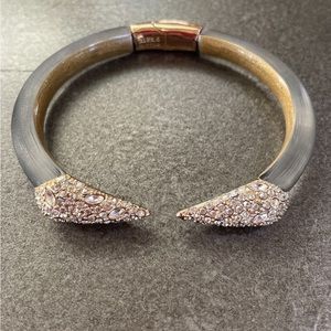 Alexis Bittar Black/Gold/Titan Lucite & Crystal encrusted cuff bracelet